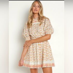 NWT Cleobella | Dallas floral mini dress 100% organic cotton back cut outs XS